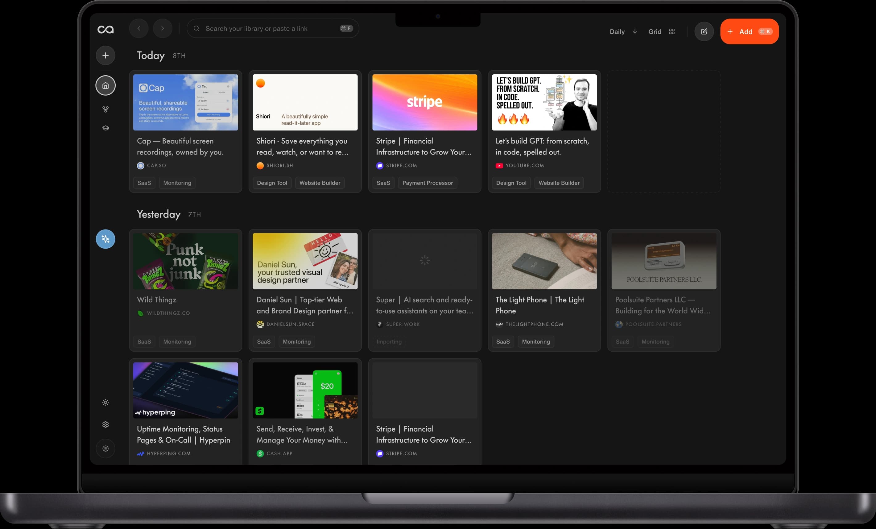 Recall web app on laptop